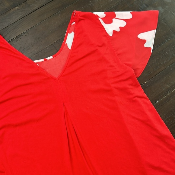 Kaari Blue floral mixed media XL split sleeve blouse - Picture 8 of 8